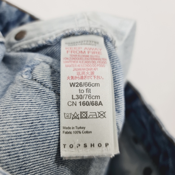 Topshop Blue Denim Mom Trousers Jeans Sz 26 Zip Pockets - Picture 4 of 4